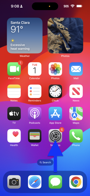 Aplicativo de configurações no iPhone
