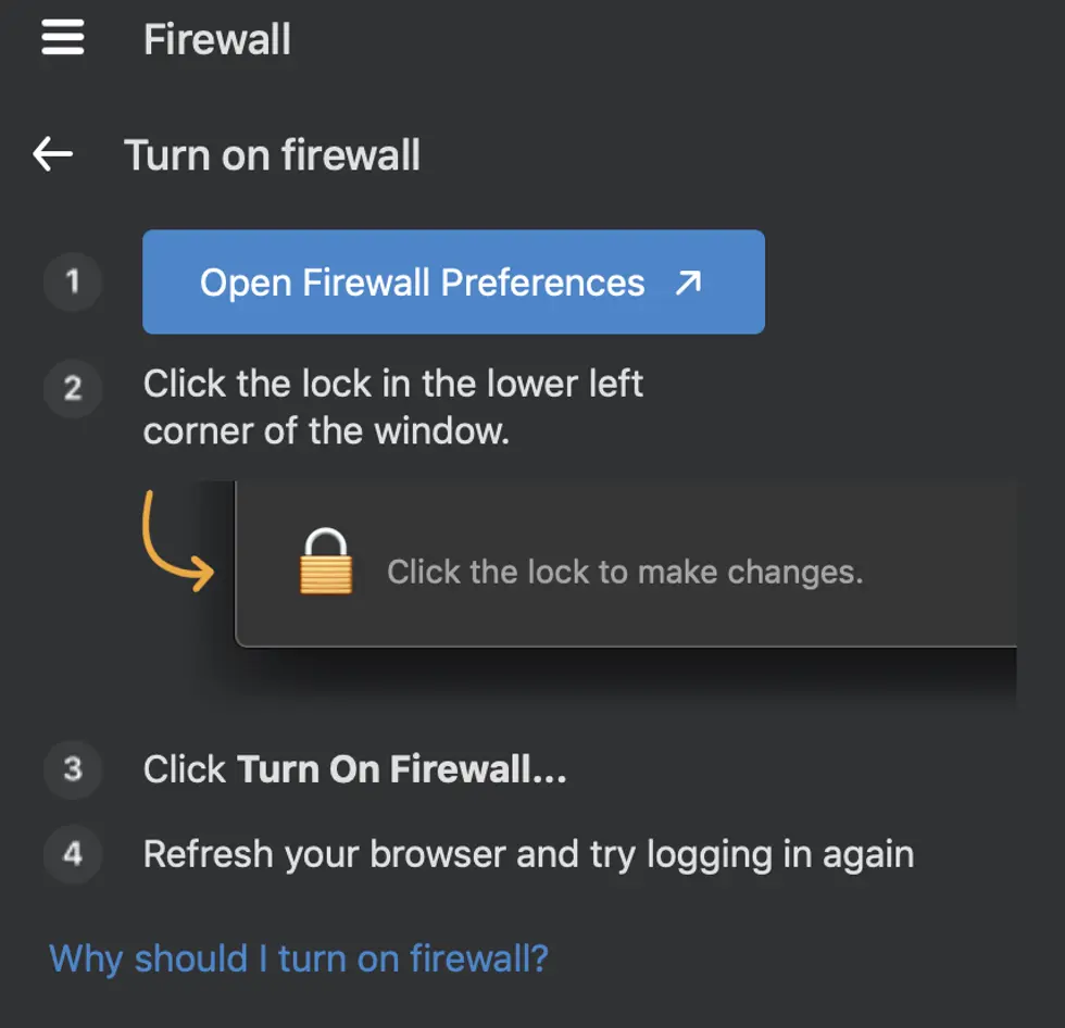 Instruções de firewall