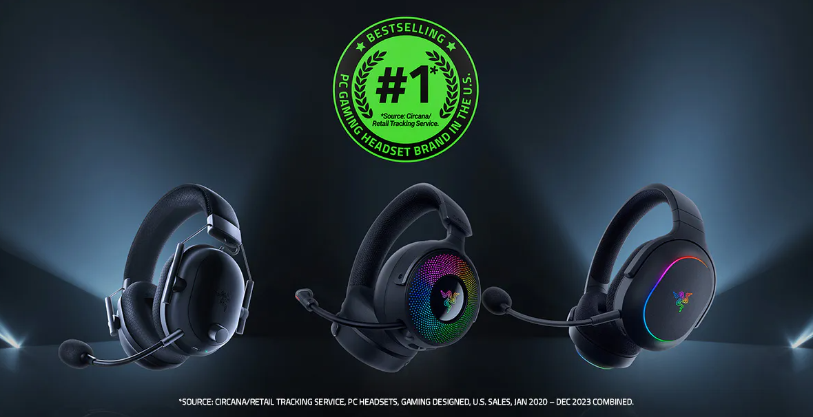 Comemorando um ano de avanços revolucionários em áudio para jogos: a linha de fones de ouvido Razer 2024
